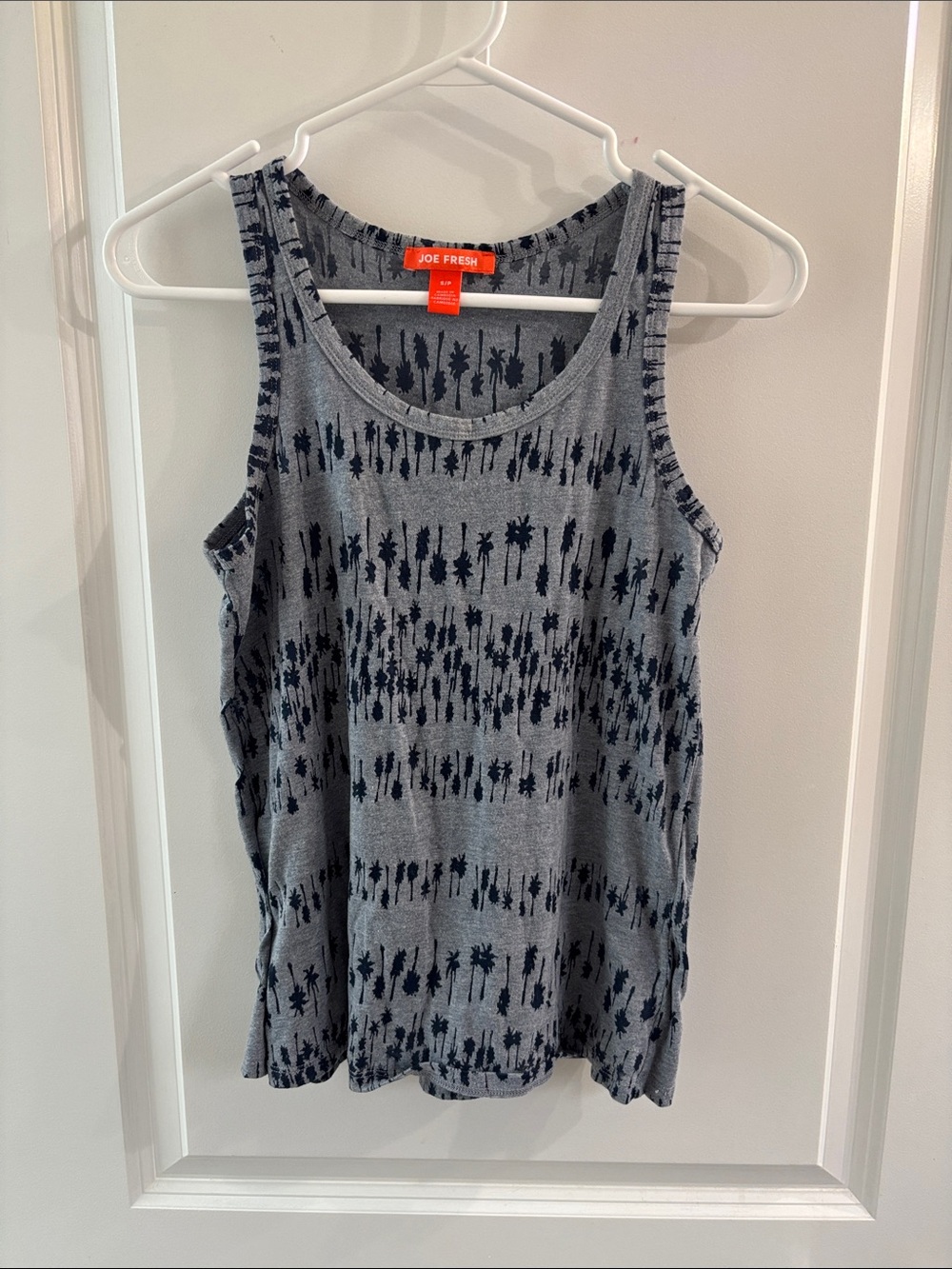 Joe Fresh Gray Tank with Navy Palm-Print